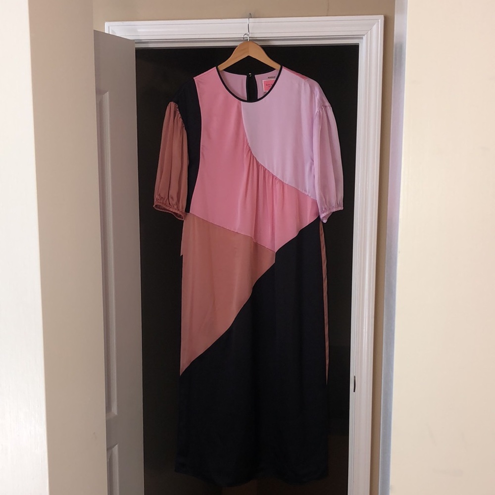 Kate Spade Collection Color Block Silk Midi Dress, Size 14. Retail $698.